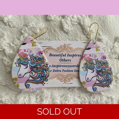 Unicorn light Weight faux leather dangle earrings